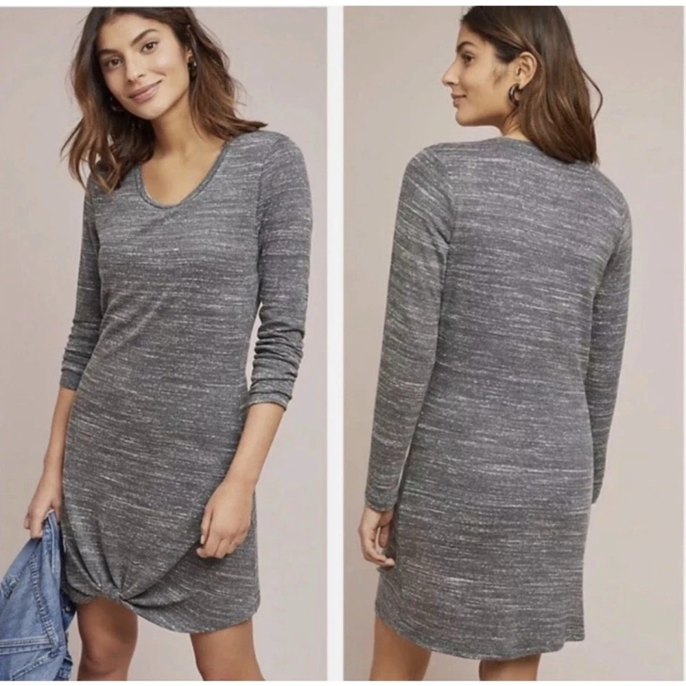 Anthropologie Dolan NWT‎ Sloane Long Sleeve Mini Dress Scoop Neck Gray Petite XS